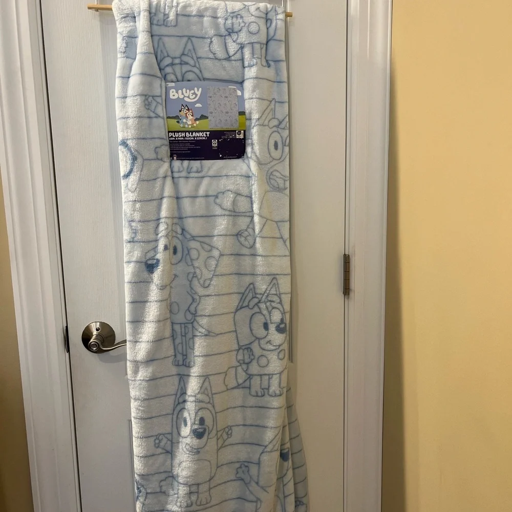 🆕Bluey Plush Blanket Kids Light Blue 60x90 Bedroom